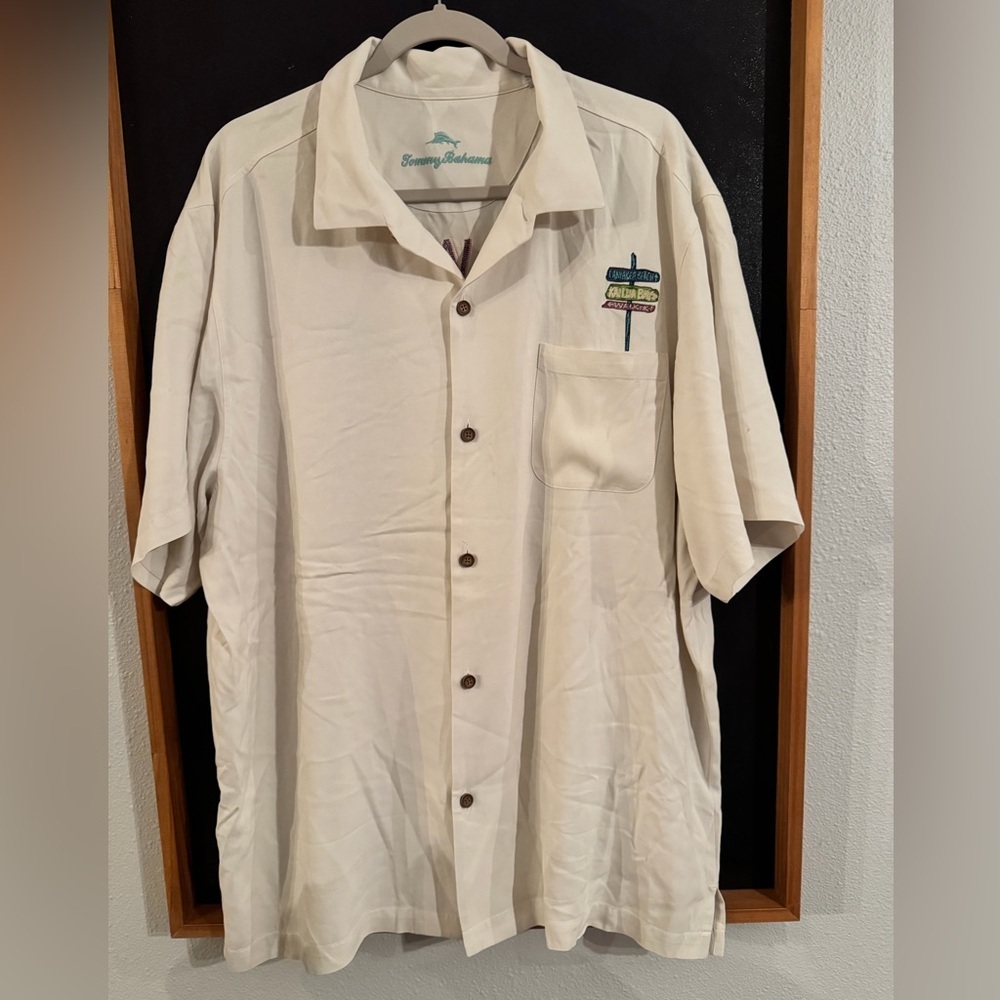 Tommy Bahama 100% Silk Hawaii embroidery Button Down Shirt XXl